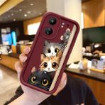 HONTINGA Xiaomi Redmi 13C ile Uyumlu Kılıfı Düşüme Önleyici Basitlik Anti Düşme Kamera Korumali Tatlı Kedi Bordo Desen Yumuşak Silikon Telefon Kılıfı Kadın ve Erkek Için Uygundur Arka Kılıf K2-7154 - Renkli