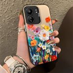 HONTINGA Xiaomi Redmi 13C ile Uyumlu Kılıfı Silikon Kenar Sert Arka Düşüme Önleyici Basitlik Anti Düşme Kamera Korumali Çiçek Desen Telefon Kılıfı Kadın ve Erkek Için Uygundur K1-0859 - 001-Renkli