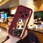 HONTINGA Xiaomi Redmi 14C 4g ile Uyumlu Kılıfı Düşüme Önleyici Basitlik Anti Düşme Kamera Korumali Tatlı Kedi Bordo Desen Yumuşak Silikon Telefon Kılıfı Kadın ve Erkek Için Uygundur Arka Kılıf K2-7154 - Renkli