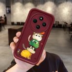 HONTINGA Xiaomi Redmi A4 ile Uyumlu Kılıfı Düşüme Önleyici Basitlik Anti Düşme Kamera Korumali Tatlı Kedi Bordo Desen Yumuşak Silikon Telefon Kılıfı Kadın ve Erkek Için Uygundur Arka Kılıf K2-7154 - 001-Renkli