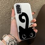 HONTINGA Xiaomi Redmi Note 11 ile Uyumlu Kılıfı Silikon Kenar Sert Arka Düşüme Önleyici Basitlik Anti Düşme Kamera Korumali Kedi Desen Telefon Kılıfı Kadın ve Erkek Için Uygundur K1-0711 - Renkli