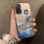 HONTINGA Xiaomi Redmi Note 11 Pro 4g ile Uyumlu Kılıfı Silikon Kenar Sert Arka Düşüme Önleyici Basitlik Anti Düşme Kamera Korumali Yol Tabelası Desen Telefon Kılıfı Kadın ve Erkek Için Uygundur K1-0837 - 001-Renkli