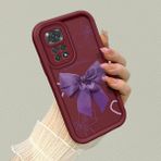 HONTINGA Xiaomi Redmi Note 11S ile Uyumlu Kılıfı Düşüme Önleyici Basitlik Anti Düşme Kamera Korumali Bant Knotu Bordo Desen Yumuşak Silikon Telefon Kılıfı Kadın ve Erkek Için Uygundur K2-7122 - Renkli