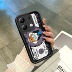 HONTINGA Xiaomi Redmi Note 13 4g ile Uyumlu Kılıfı Düşüme Önleyici Basitlik Anti Düşme Kamera Korumali Yaratıcı Siyah Desen Yumuşak Silikon Telefon Kılıfı Kadın ve Erkek Için Uygundur K2-0415 - 001-Renkli