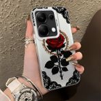 HONTINGA Xiaomi Redmi Note 13 Pro 4g ile Uyumlu Kılıfı Silikon Kenar Sert Arka Düşüme Önleyici Basitlik Anti Düşme Kamera Korumali Gül Desen Telefon Kılıfı Kadın ve Erkek Için Uygundur K1-0867 - Renkli