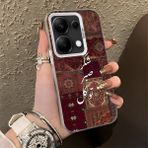 HONTINGA Xiaomi Redmi Note 13 Pro 4g ile Uyumlu Kılıfı Silikon Kenar Sert Arka Düşüme Önleyici Basitlik Anti Düşme Kamera Korumali Retro Desen Telefon Kılıfı Kadın ve Erkek Için Uygundur K1-0616 - Renkli