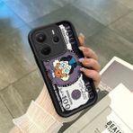 HONTINGA Xiaomi Redmi Note 14 4g ile Uyumlu Kılıfı Düşüme Önleyici Basitlik Anti Düşme Kamera Korumali Yaratıcı Siyah Desen Yumuşak Silikon Telefon Kılıfı Kadın ve Erkek Için Uygundur K2-0415 - 001-Renkli