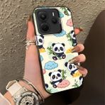 HONTINGA Xiaomi Redmi Note 14 4g ile Uyumlu Kılıfı Silikon Kenar Sert Arka Düşüme Önleyici Basitlik Anti Düşme Kamera Korumali Panda Desen Telefon Kılıfı Kadın ve Erkek Için Uygundur K1-0626 - 001-Renkli