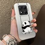 HONTINGA Xiaomi Redmi Note 14 Pro 5g ile Uyumlu Kılıfı Silikon Kenar Sert Arka Düşüme Önleyici Basitlik Anti Düşme Kamera Korumali Panda Desen Telefon Kılıfı Kadın ve Erkek Için Uygundur K1-0626 - Renkli