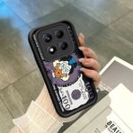 HONTINGA Xiaomi Redmi Note 14 Pro ile Uyumlu Kılıfı Düşüme Önleyici Basitlik Anti Düşme Kamera Korumali Yaratıcı Siyah Desen Yumuşak Silikon Telefon Kılıfı Kadın ve Erkek Için Uygundur K2-0415 - 001-Renkli
