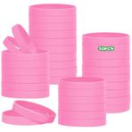 HONTIUS Silikon bileklik, 16 cm (6,3 inç) 50 adet silikon bileklik, 16 cm, boş lastik bileklik, okul, öğretmen, takım, parti, erkek, kadın, 3 – 7 yaş için, pembe