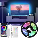 Hoobabuy LED TV arka plan aydınlatması, LED şerit 3 metre, 40-55 inç televizyon ve bilgisayar için uygundur, uygulama kontrolü ve uzaktan kumanda, RGB, 30 LED/m, USB işletim