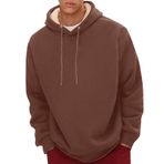 Hoodies erkekler için polar astarlı artı boyutu tişörtü erkekler için büyük boy kış kalın termal uzun kollu kazak Tops cep ile, Kahve, XL