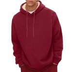 Hoodies erkekler için polar astarlı artı boyutu tişörtü erkekler için büyük boy kış kalın termal uzun kollu kazak Tops cep ile, kırmızı, L