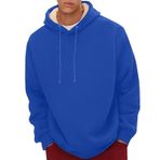 Hoodies erkekler için polar astarlı artı boyutu tişörtü erkekler için büyük boy kış kalın termal uzun kollu kazak Tops cep ile, mavi, M