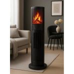 Hoogar German 2075 L Black Oben Seri OLED Şömineli Ekran Dijital Kule Tipi Seramik Fanlı Isıtıcı