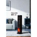 Hoogar German 2701 L Siyah Oled Şömineli Ekran Dijital Göstergeli Kule Tipi Seramik Hızlı Isıtıcı
