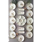 Hooly Home Nevruz Model Rölyefli 12 Kişilik 23 Parça Modern Kahvaltı Takımı Altın