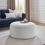 Hoom Concept Oslo Teddy Beyaz Sandıklı Puf