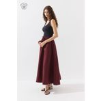 Hooopstore Lyocell Keten Belden Lastikli Bordo Etek
