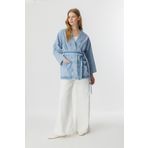 Hooopstore Sinna Örgü Açık Mavi Denim Ceket