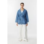 Hooopstore Sinna Örgü Mavi Denim Ceket