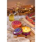 Hoopp Candle Mum Seti Mandala Desenli Vanilya-Sedir Kokulu - Mor - Pembe - 1 Adet