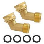 Hooshing 45 Derece Bahçe Hortumu Dirsek Konektörü 3/4 "GHT Prinç Hortum Kink Önleyici RV Su Açık Musluk, 2 Paket