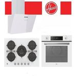 Hoover 3'lü Ankastre Set 5 Gözlü 75 cm Gaz Ocaklı - Beyaz (HO3158W FIRIN/HVG74WK3W OCAK/HDG6C1GWTK Davlumbaz)