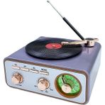 Hoparlör Radyo Plak Çalar Görünümlü MD-1217BT Bluetooth Nostaljik Tasarım Usb, Tf, Aux, Fm/am/sw - Mavi