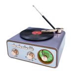 Hoparlör Radyo Plak Çalar Görünümlü Md-1217Bt Bluetooth Nostaljik Tasarım Usb, Tf, Aux, Fm/Am/Sw