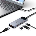 HOPDAY 4'ü 1 arada USB Hub, USB 3.2 Hub, USB Bölücü, 10Gbps Veri Hubı, USB A Cihazı, Dizüstü Bilgisayar, PC, Tesla Model 3, Mobil HDD için Uzun Kablo 1.6ft/50cm ile Multiport Adaptörü