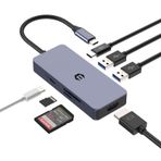 HOPDAY 7 in 1 USB C Hub, USB C Adaptörü, HDMI 4K USB C ile Çift Monitör Multiport Adaptör, Tablet ve Dizüstü Bilgisayar için Dongle, USB 3.0 USB-A/C Bağlantı Noktası, 100W PD, SD/TF Kart Okuyucu
