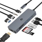 HOPDAY USB C Hub Adaptörü - 4K HDMI, Tip C Dizüstü ve Tablet için USB C Yuvası, Dongle (PD Şarj Bağlantı Noktası, USB 3.0 5Gbps, SD/TF Kart Okuyucu) ile 10'u 1 Arada Çoklu Bağlantı Noktalı Adaptör)