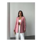 HOPE AND ME Kadın Pudra Pembe Tek Düğmeli Vatkalı Blazer Ceket