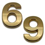 HopeWan 2 Adet 4 İnç Ev Numaraları 9, Kendinden Yapışkanlı Altın Adres İşareti Numarası Çıkartmaları (Posta Kutusu Direği, Apartman Kapısı, Dış, Avlu), Metal Parlak, Sureyear.(4 İnç - NO.9, Altın)