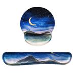 Hopipad Bilek istirahati ve klavyeli ergonomik küçük fare altlığı, kolay yazma ve ağrı kesici, bilgisayar klavyesi için bilek destekli Moon Mountain Line oyun mouse pedi, kaymaz kauçuk taban