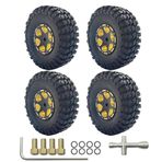 HOPLEX RC 1.0 Lastik ve Pirinç Boncuk Kilit Tekerlek Jantı Seti Köpük Eklemeli 1/24 RC Paletli Araba Eksenli SCX24 AXI90081 AXI0002 AXI0004 AXI0005 AXI0006 Yükseltme Parçaları 4 ADET