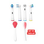 hopsepete Oral B Uyumlu Şarjlı & Pilli Diş Fırçası Yedek Başlığı 4’lü Set + Dil Temizleyici