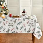 Horaldaily Noel Masa Örtüsü 150 x 250 cm Dikdörtgen, Holly Yıkanabilir Parti Piknik Akşam Yemeği Dekoru için Masa Örtüsü