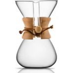 Horecamark Ahşap Boyunlu Cam Pour Over Demleme Ekipmanı 5 Kupa 800 Ml