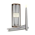 Horizon Candle Yılbaşı 10'lu Varaklı Konik Şamdan Mum - 10 Adet - Gümüş
