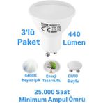 Horoz Elektrik 6W GU10 LED Ampul Beyaz Işık 440 Lümen Çanak Spot Ampul - 3 Adet