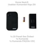 Horoz Next-D Siyah Uzaktan Kumandalı Melodili Pilli Kapı Zili 4.5V Dc Ip-20 (3Xaaa Pil Açık Alan 100Mt)