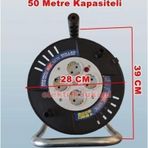 Horoz Roll-2 Plastik Boş Kablo Makarası 50Mt Kapasiteli Ip20 Monofaze 4 Prizli Termik Korumalı