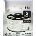 Hortum Esnek Serit LED Gün Isigi + 220V Fiş 1,2,3,4,5,10,15,20,25,50,100 Metre - 5 m - Beyaz