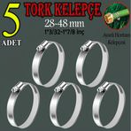 Hortum Kelepçesi Tork Ayarlı 28X48 Mm Paslanmaz Çelik Boru Metal Kelepçe Ayarlanabilir Klips 5 Adet