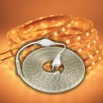 Hortum Şerit Led Dış Ortam, Bahçe, Açık Alan Aydınlatma 220v Fişli SB-6539 (Amber, 40 Metre)
