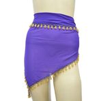 Horus Artesanía de Egipto Danza del Ventre, Şal o Cubre Baş, Mor Şifon Krep, Altın Boncuklu Altın Boncuklar, Ölçüler 145 cm x 85 x 85 cm Yaklaşık