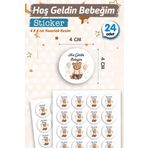 Hoş geldin Bebeğim Etiket Yuvarlak 4cm (Erkek) 24 Adet Bebek- Yenidoğan Hediyelik - Çikolata Etiketi Sticker -T1128